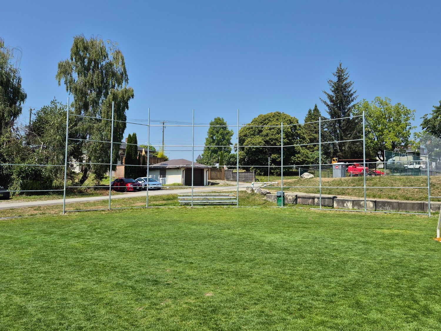 Backstop frame before mesh