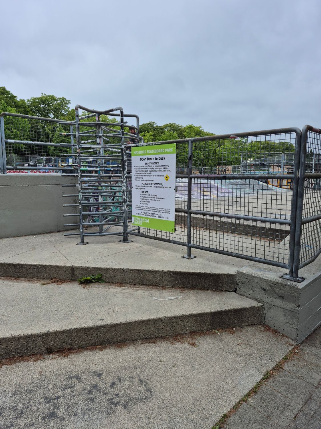 Steel gate and railing at a skate park